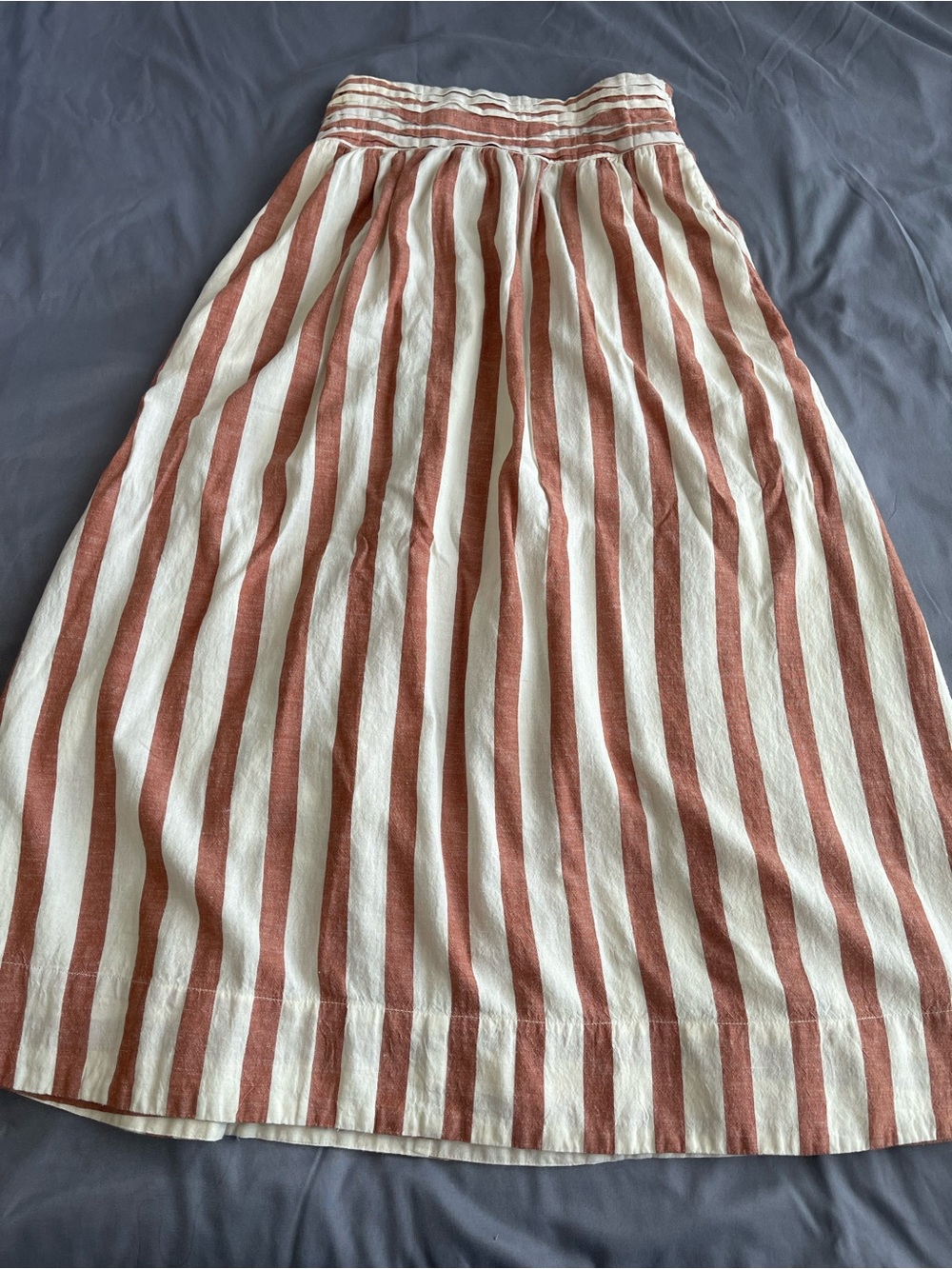 Free People Rust and Cream Striped Maxi Skirt
